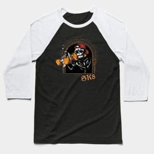 Skating Skeleton Baseball T-Shirt